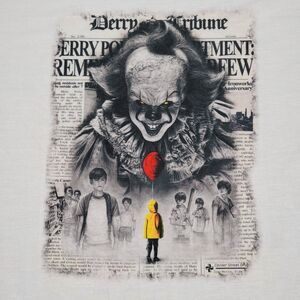 It SS White Unisex Tee "Derry Tribune" Pennywise - Size Large